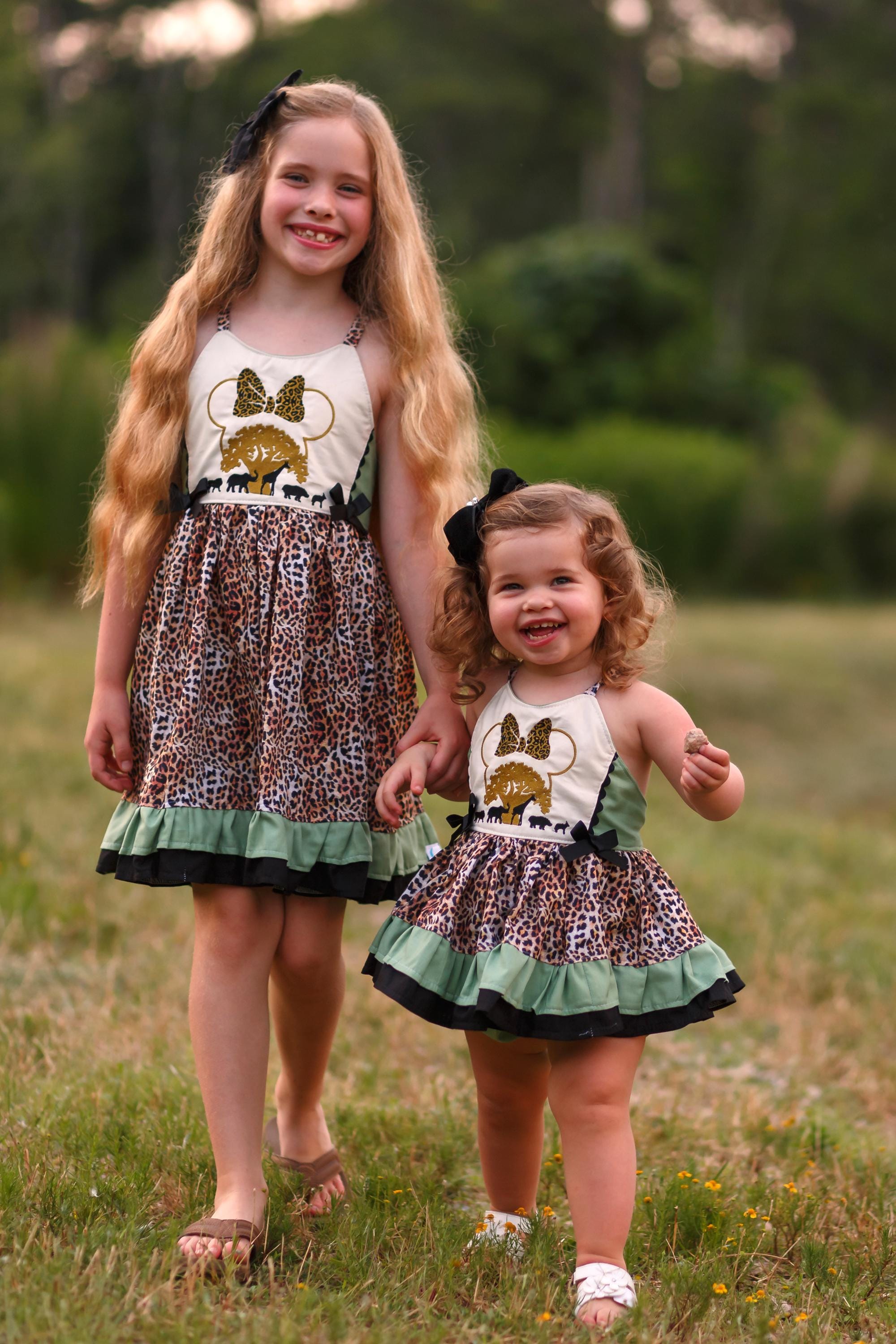 Cotone Vestito Bambina Leopardato Madilly Abito Serilda Leopardato