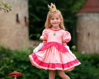 Girls Princess Peach Costume, Princess Peach, Girls Princess Peach Cosplay, Toddler Princess Peach Costume, Princess Peach Dress