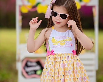 Girls Lemonade Dress, Girls Pink Lemonade Dress, Pink Lemon Lemon Dress, Lemonade Stand, Birthday Party Dress, Cute dress