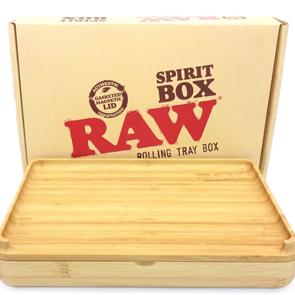 1 x RAW Spirit Box Rolling Tray and Stash Box Combo. RAW Rolling Tray with Magnetic Joint Between Box and Lid and Smell Proof Rubber Gasket.