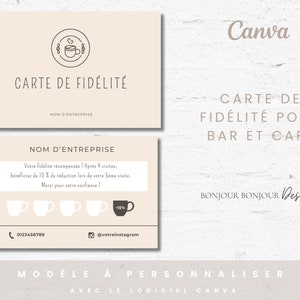 carte de fidélité pour bar et café   , modèle carte de fidélité client canva, carte de fidélité , carte de fidélité pour les salons de thé