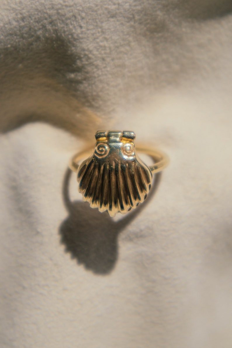Gold Seashell Ring, Gold Shell Ring, Statement Shell Ring, Open and ...