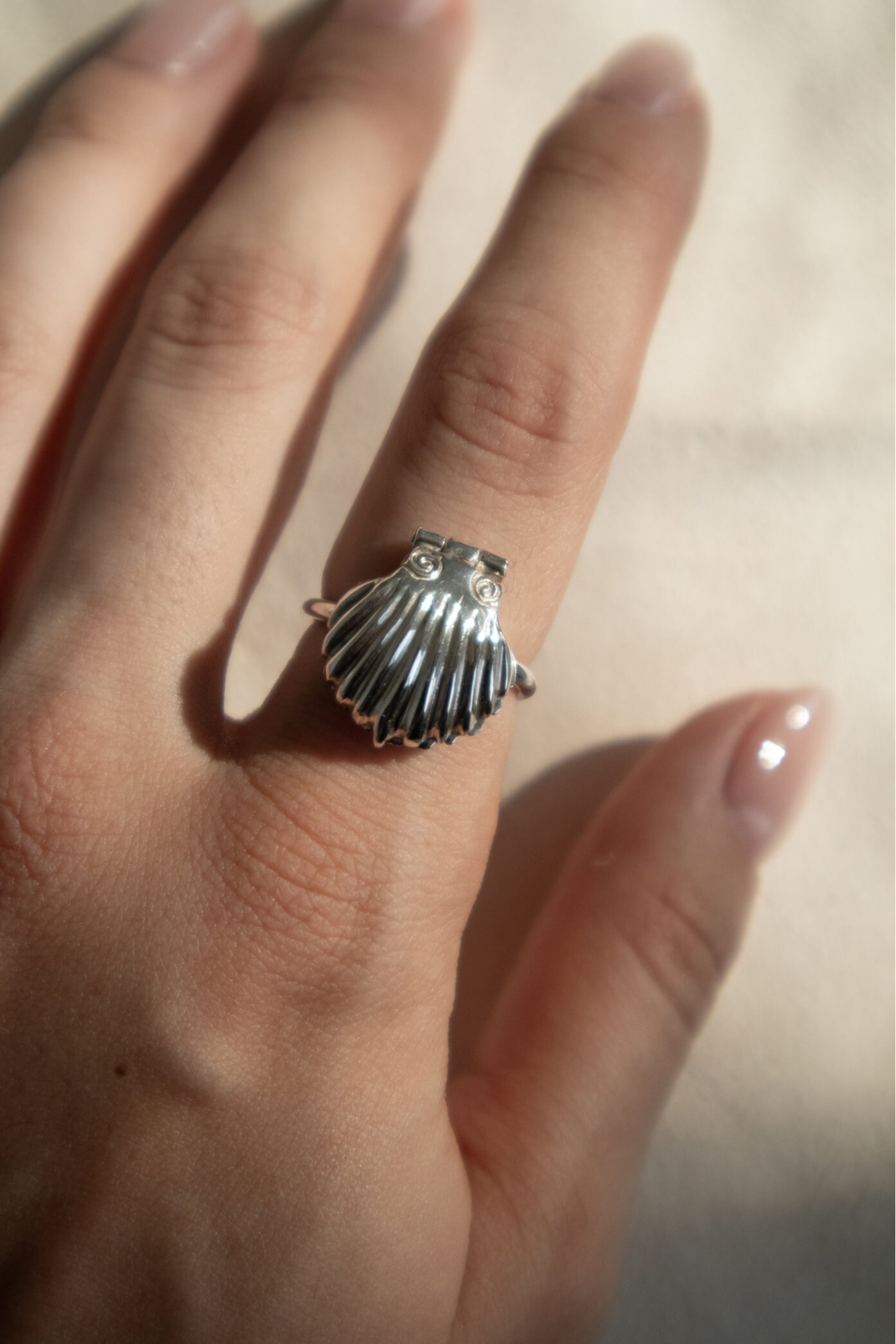 【メーカー公式ショップ】 Silver Ring, Seashell Silver Shell Shell Statement Ring, アクセサリー