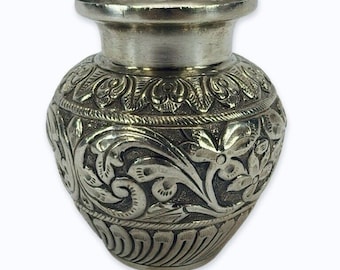 Handmade Vintage Silver Water Pot Kalash Hand Engraved 108 Grams Floral Scroll