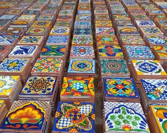 Mexican Talavera Tiles – Authentic Hand Painted Tiles, 4 Inch / 10.5 cm, Kitchen Backsplash, Wall Art