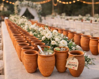 Mexican Clay Cantaritos Bulk Set – Handmade Terracotta Cups for Weddings & Events | Set of 24, 80, 500, little jug