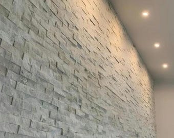 Luxury Natural Stone Wall Cladding – Covers 32 sq ft (3 m2) Handmade Stacked Stone Veneer Beige Accent Wall Panel – Indoor Outdoor