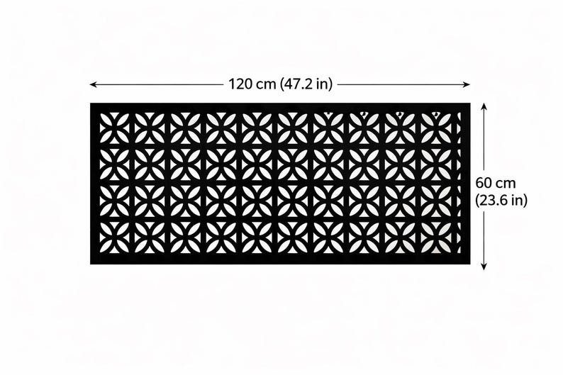 Laser Cut Black Metal Railing – Geometric Floral Design, 120 Cm X 60 Cm ...