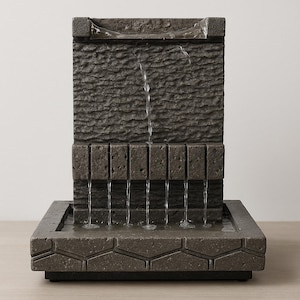 Handcarved Stone Fountain 15.7 x 11.8 in – Exclusive Artisan Piece, Natural Zen Home Decor, Modern Water Feature, Meditation or Entry Table