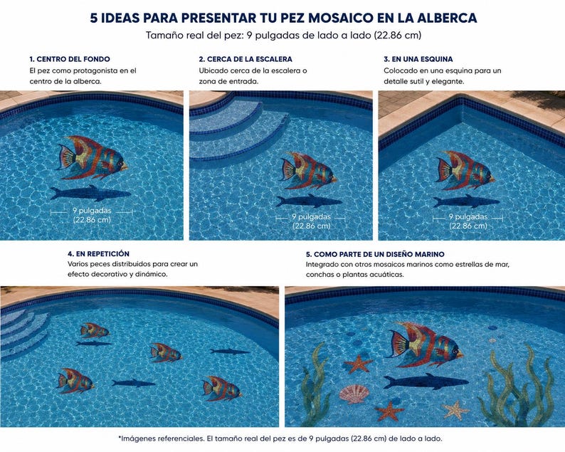 Handmade Tropical Fish Pool Mosaic | 9โ Glass Tile Fish Art for ...