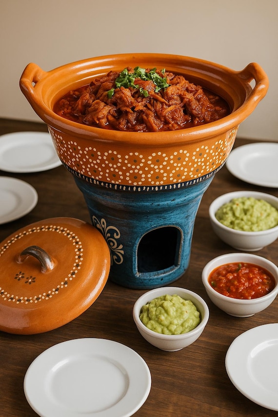 Handcrafted 15” Mexican Clay Cazuela With Lid – Painted Terracotta