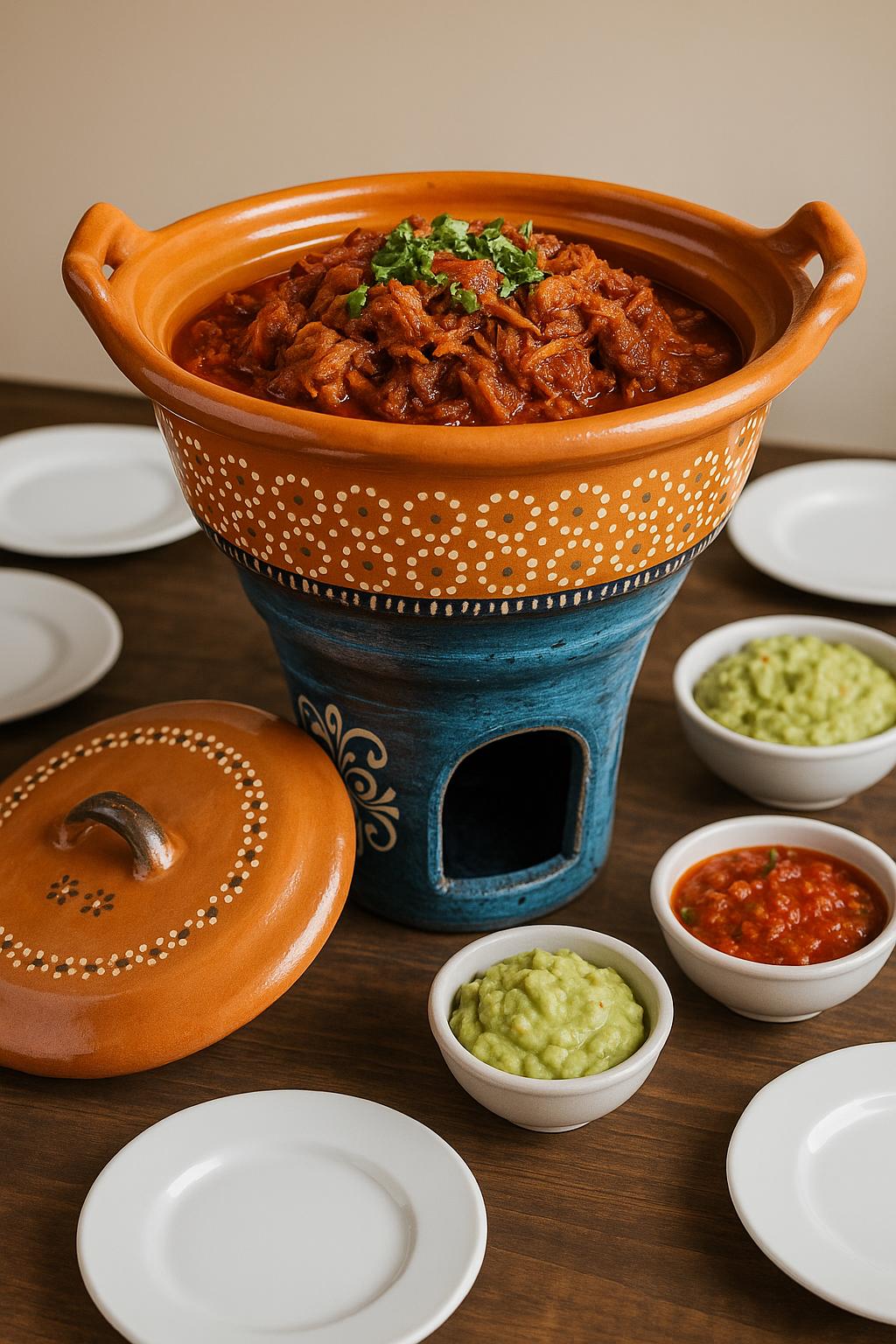 工芸品 Mexico dish Handcrafted 15” Mexican Clay Cazuela With Lid – Painted Terracotta