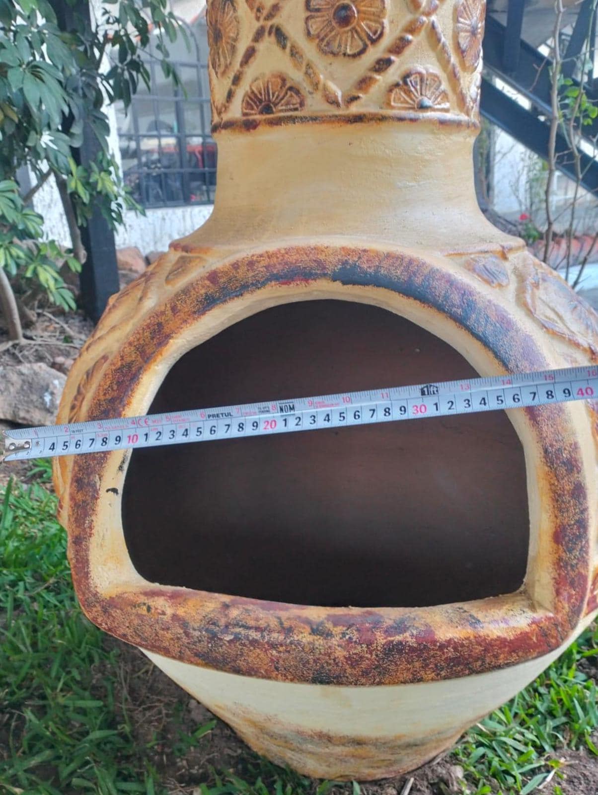 Mexican Clay Outdoor Chimney 41in Tall Large Garden Fireplace Pottery