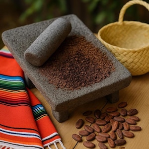 Handcrafted Volcanic Stone Metate – Traditional Mexican Grinder for Cacao, Seeds, Spices & Authentic Cooking