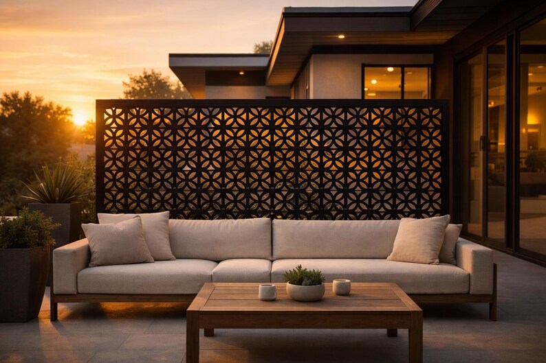 Laser Cut Black Metal Railing – Geometric Floral Design, 120 Cm X 60 Cm ...