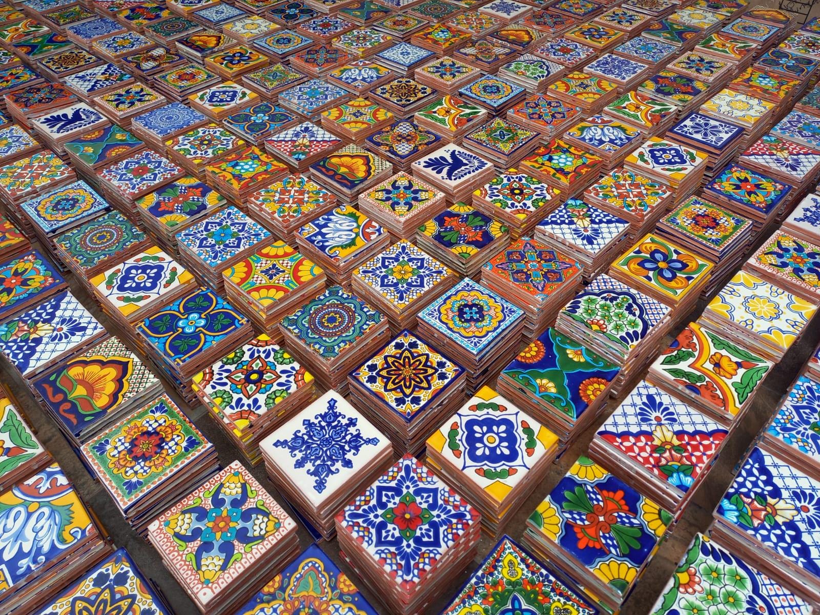 Mattonelle Messicane Talavera Fatte A Mano - 5x5cm, Smaltate, Decorazione Serigrafata, Per Pareti E Paraspruzzi - Foto 8