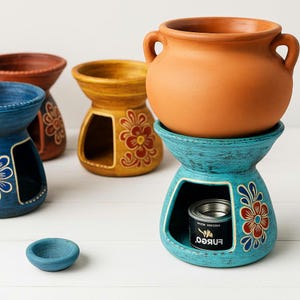 Mexican Clay Anafre Food Warmer 8” – Handmade Terracotta Buffet Heater with Iron Grill | Wedding Catering, Home Entertaining & Holiday Gifts