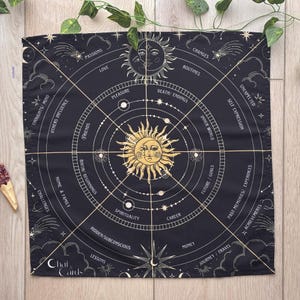 Celestial Sun & Moon Charm Casting Cloth: Divination Altar Mat