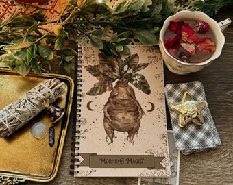 Vintage Witch Journal – Spell Tracking Notebook, Moon and Crystal Ball Bullet Journal