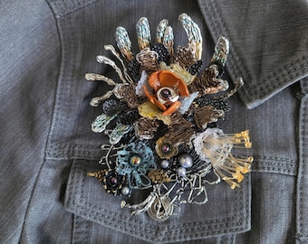 Bouquet de broches d'art - accessoires unisexes originaux faits main / pièce maîtresse