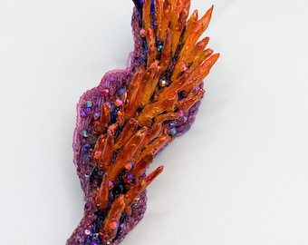 Broche châle espagnol unique en son genre nudibranche - Art au stylo 3D dessiné à la main