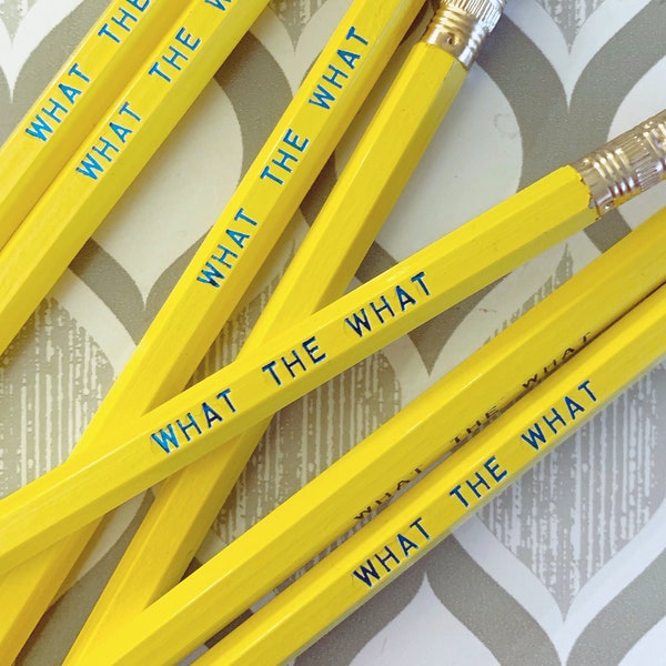 What the What Tina Fey, Liz Lemon Pencil 6 pack, Earmark Pencils, engraved pencils, cool stocking gifts, funny stocking gift, tv show quotes