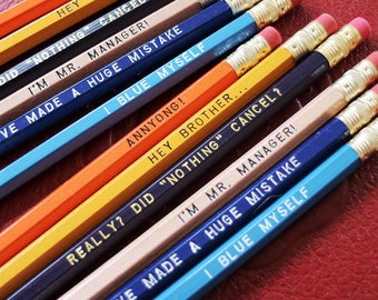 Arrested Development Engraved Pencil 12 Pack, tv show quotes, funny pencil set, humorous gift, funny gift, bluth, stocking stuffer
