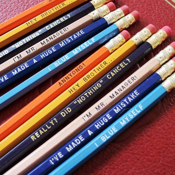 Arrested Development Engraved Pencil 12 Pack, tv show quotes, funny pencil set, humorous gift, funny gift, bluth, stocking stuffer