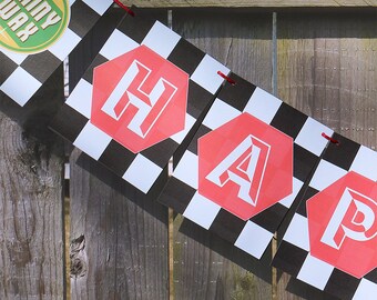 Checkered Flag Party Garland, Cars Theme, Childs Birthday, Lightning, McQueen, NASCAR party, race car theme, cars nursery theme