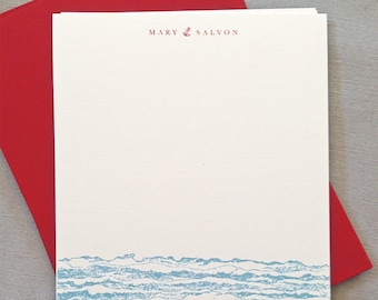 10 Nantucket Notes Personalized Set Ocean Inspired Nautical Note Cards