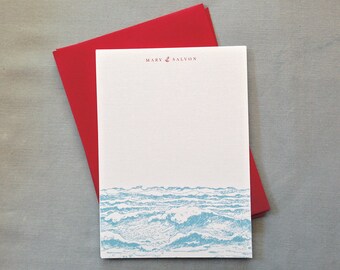 Flat Note Cards 36 pcs D00022-12 Ocean Waves Design Lined Note Cards Custom Note Cards