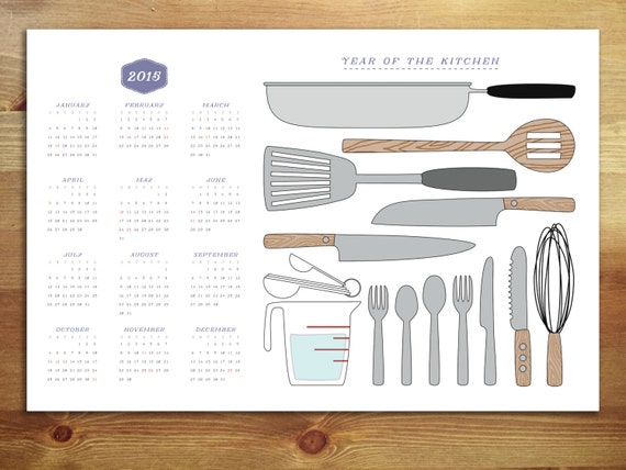 Items similar to 12x18 The Year of the Kitchen 2015 Large Wall Calendar ...