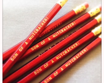 Son of a Nutcracker Red Pencil 6 Pack - Great stocking stuffers, gifts under ten dollars