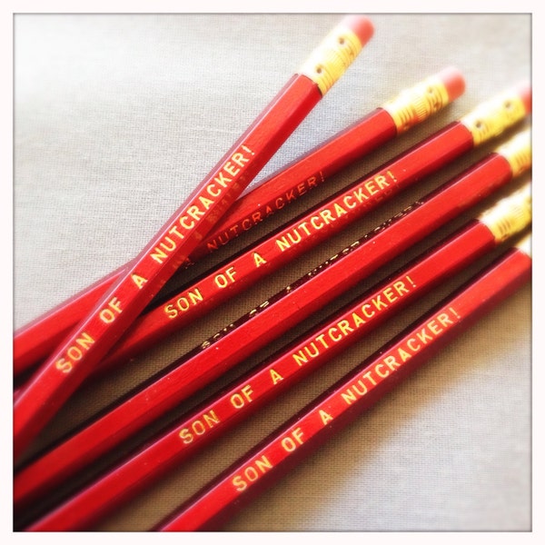 Son of a Nutcracker Red Pencil 6 Pack - Great stocking stuffers, gifts under ten dollars