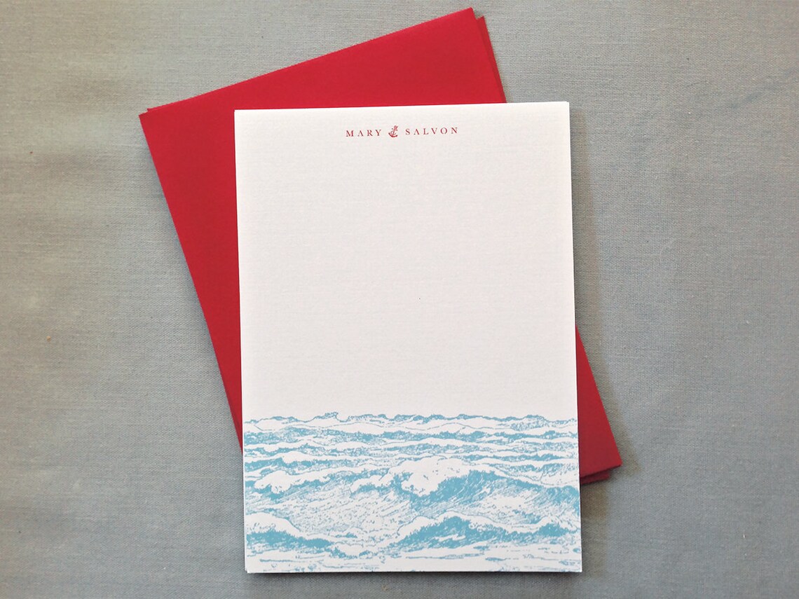 10 Nantucket Notes Personalized Set Ocean Inspired Nautical Note Cards ...
