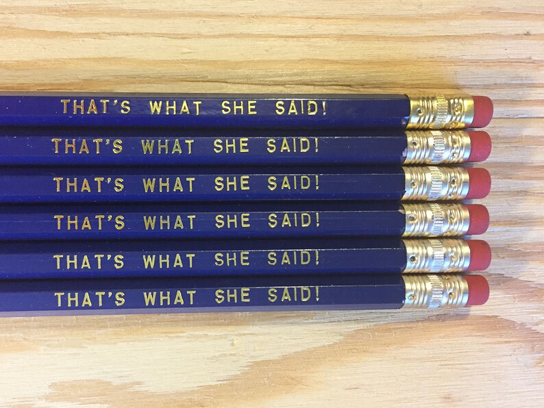 That's What She Said Engraved Pencil 6 Pack, blue pencil set, tv show quotes, michael scott, she said gift, back to school, no 2 pencil set image 3