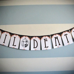 Til Death Dia de Los Muertos Wedding Paper Party Banner, coco garland, halloween garland, skeleton party, skeleton garland, mexican decor image 2