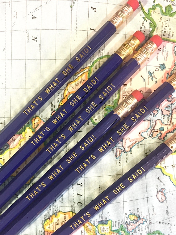 12 Mix Match Engraved Pencil Set, Funny Pencils, Tv Show Quotes