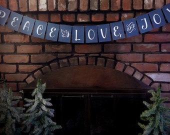 Peace, Love and Joy Garland, star garland, fireplace decor, xmas banner, holiday decor, christmas banner, mantle decor, christmas decor