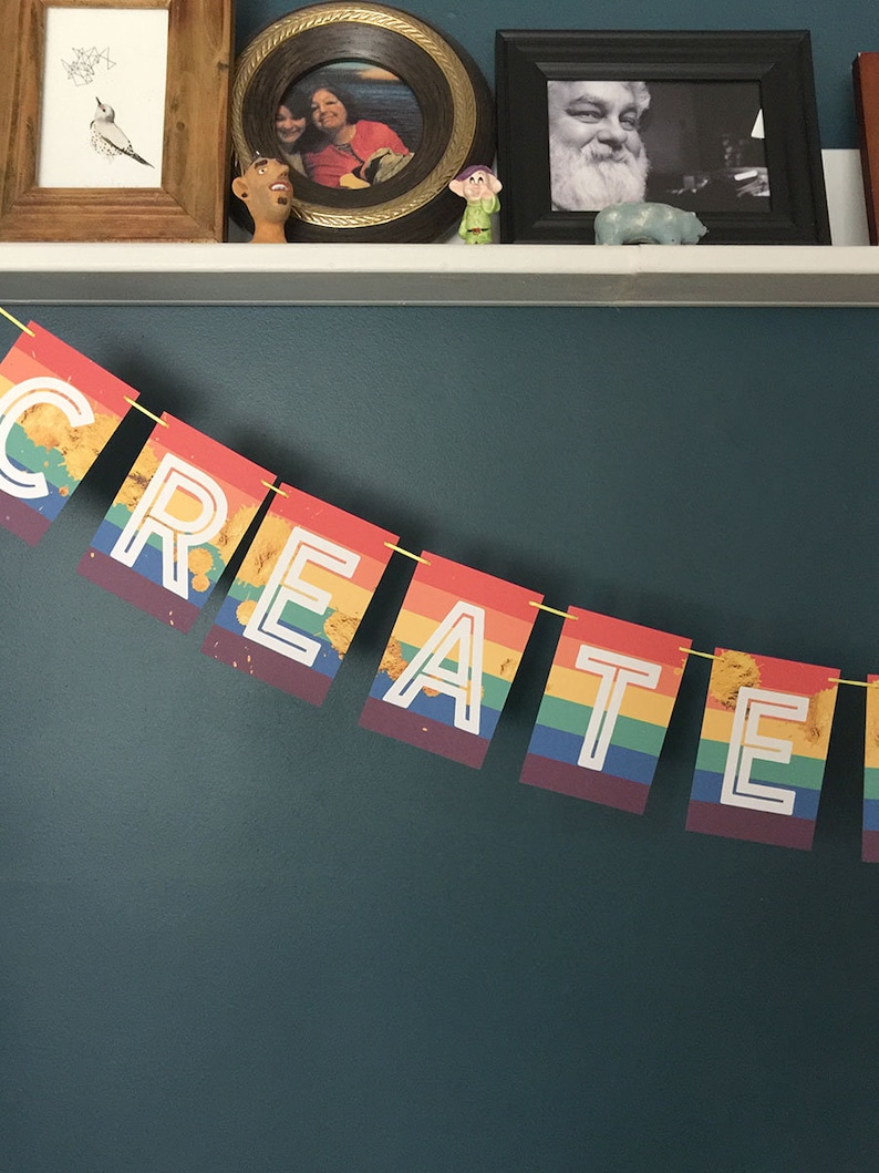 pride month PRIDE Create Happiness Rainbow Garland Party decoration colorful party nursery decor lgbtq rainbow decor summer parties