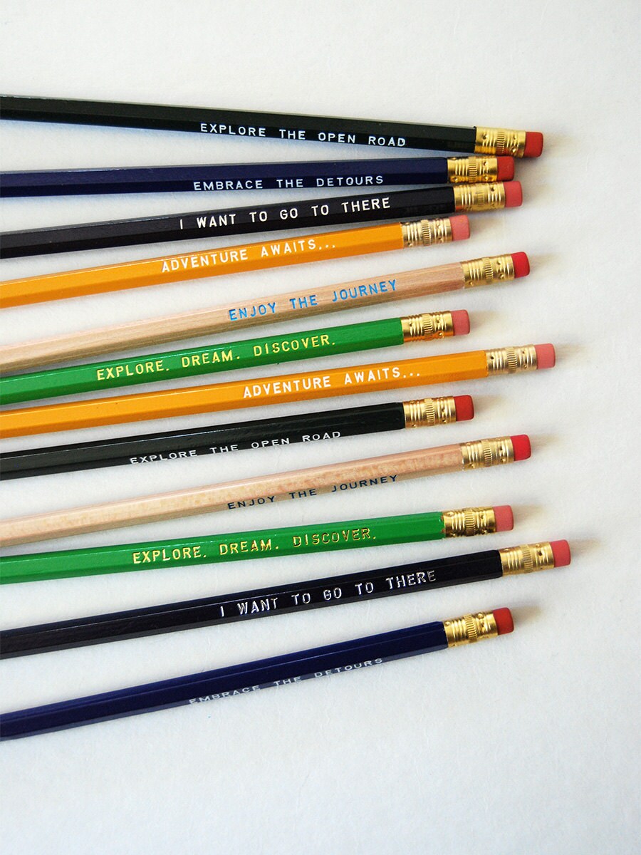 12 Traveler Engraved Pencil Pack Traveler Gift Teacher Etsy