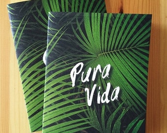 Pura Vida Lush Jungle stapled travel notebook, Costa Rica, Lush, Tropical, travel journal, travel sketchbook, eco-friendly journal, bullet