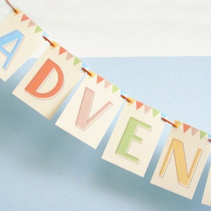 Adventure Awaits Garland Text Party Banner, UP theme decor, UP birthday, Disney hotel decor, adventure is out there, bon voyage decor image 3