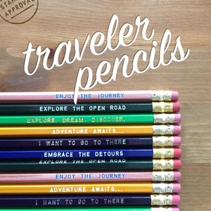 12 Traveler Engraved Pencil Pack, traveler gift, teacher supplies, classroom supplies, back to school supplies, travel gift, inspirational image 3