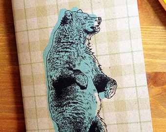 Bear Pocket Notebook, sketchbook, recycled journal, fathers day gift, graduation gift, animal lover, back to school supply, school notebook