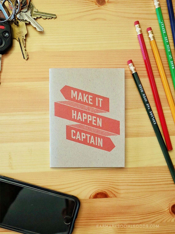 Make It Happen Captain Eco Sketchbook Eco Travel Notebook Etsy