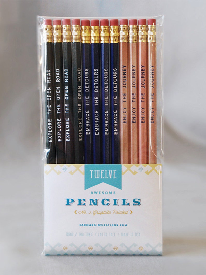 12 Road Trip Series Engraved Pencils. Enjoy the journey, open road, Let's Explore. Van life, traveler gift, adventure stocking gift image 4