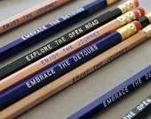 12 Road Trip Series Engraved Pencils. Enjoy the journey, open road, Let's Explore. Van life, traveler gift, adventure stocking gift