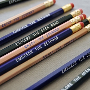 12 Road Trip Series Engraved Pencils. Enjoy the journey, open road, Let's Explore. Van life, traveler gift, adventure stocking gift