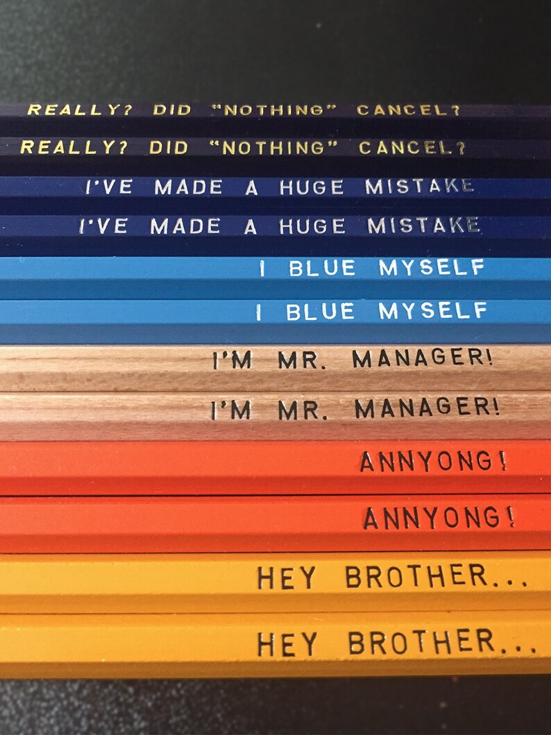 Arrested Development Engraved Pencil 12 Pack, tv show quotes, funny pencil set, humorous gift, funny gift, bluth, stocking stuffer image 4